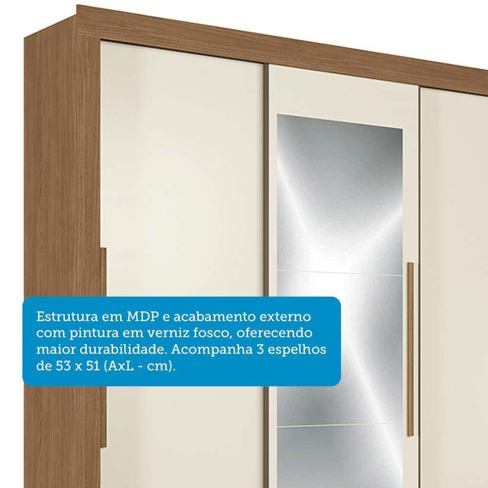 Guarda-roupa Casal 204cm 3 Pt 9 Gv C Esp Arnaut Estilo Mm Jatoba/areia - 5