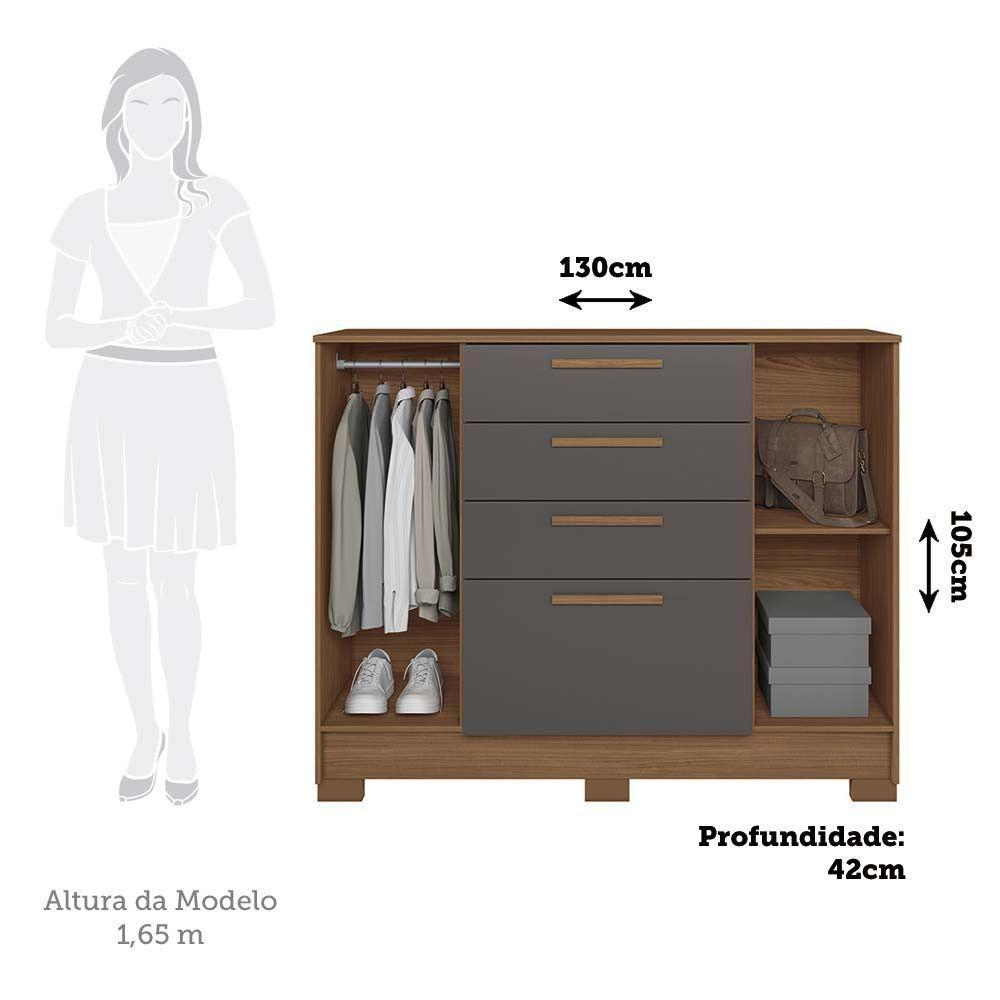 Cômoda 130,20cm 2 Pt E 4 Gv Eliot Estilo Mm Jatoba/grafitte - 4