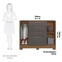 Cômoda 130,20cm 2 Pt E 4 Gv Eliot Estilo Mm Jatoba/grafitte