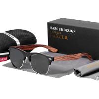 Óculos Escuros De Madeira Para Homens E Mulheres Proteção Uv400 Preto Fosco - 1