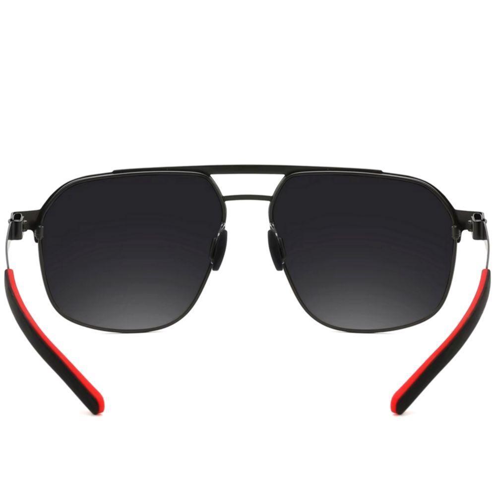 Óculos De Sol Polarizados Design Quadrado Com Proteção Uv400 Preto Vermelho - 4