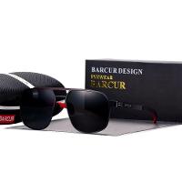 Óculos De Sol Polarizados Design Quadrado Com Proteção Uv400 Preto Vermelho - 1