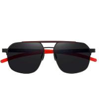 Óculos De Sol Polarizados Design Quadrado Com Proteção Uv400 Preto Vermelho - 2