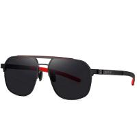 Óculos De Sol Polarizados Design Quadrado Com Proteção Uv400 Preto Vermelho - 3