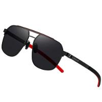 Óculos De Sol Polarizados Design Quadrado Com Proteção Uv400 Preto Vermelho - 5
