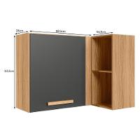 Armário Aéreo Canto Reto Intenza 88,5cm Freijó-chumbo Com Nichos - Nicioli Freijó-chumbo - 2