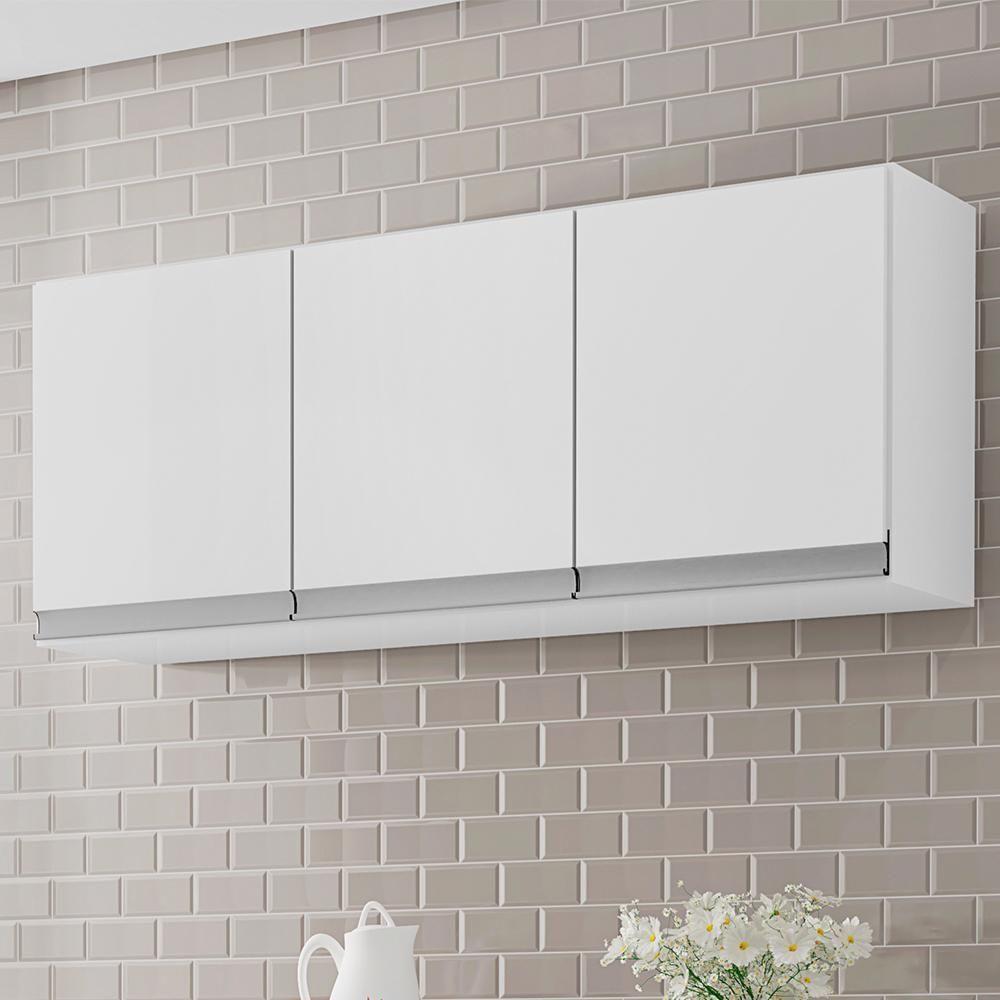 Armário Aéreo Andréia 120cm 3 Portas Branco - Ajl Móveis Branco - 2