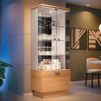 Cristaleira Diamante Com Led E Portas De Vidro Cinamomo-off White - Pr Móveis Cinamomo-off White - 3