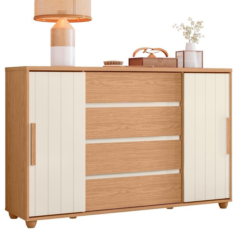 Cômoda Evidenza 2 Portas E 4 Gavetas Flex Freijó-off White - Móveis Albatroz Freijó-off White - 1