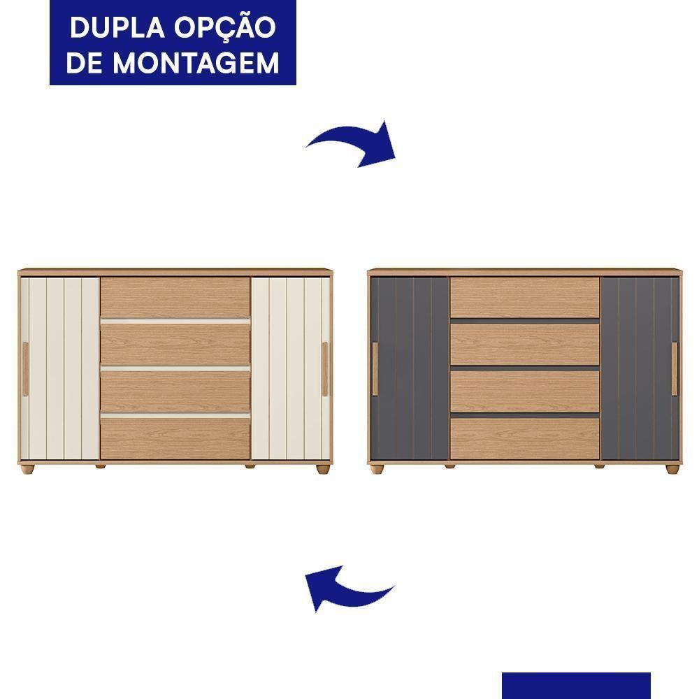 Cômoda Evidenza 2 Portas E 4 Gavetas Flex Freijó-off White - Móveis Albatroz Freijó-off White - 3