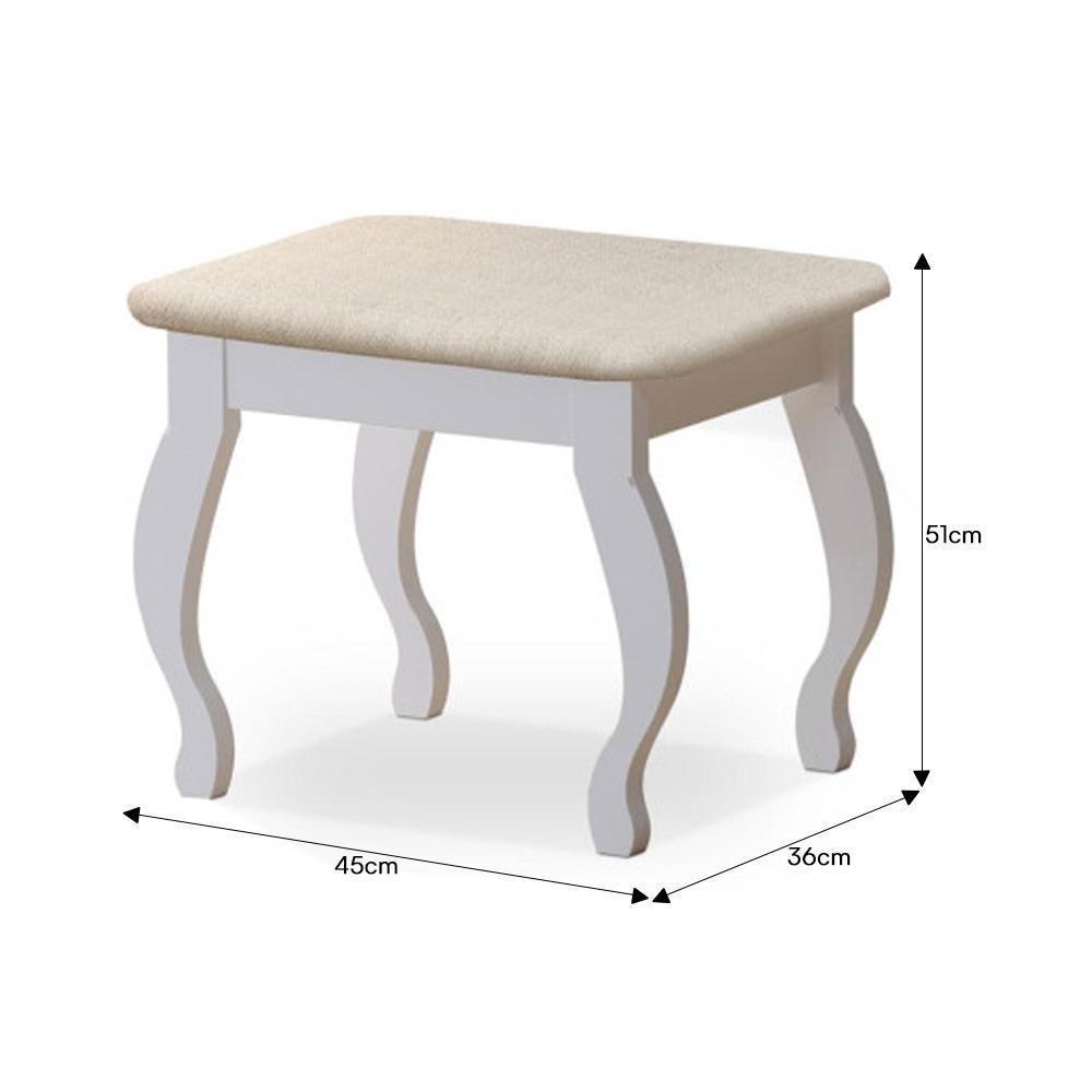 Banqueta Almofadada Para Penteadeira Camarim Branco - Móveis Luapa Branco - 2