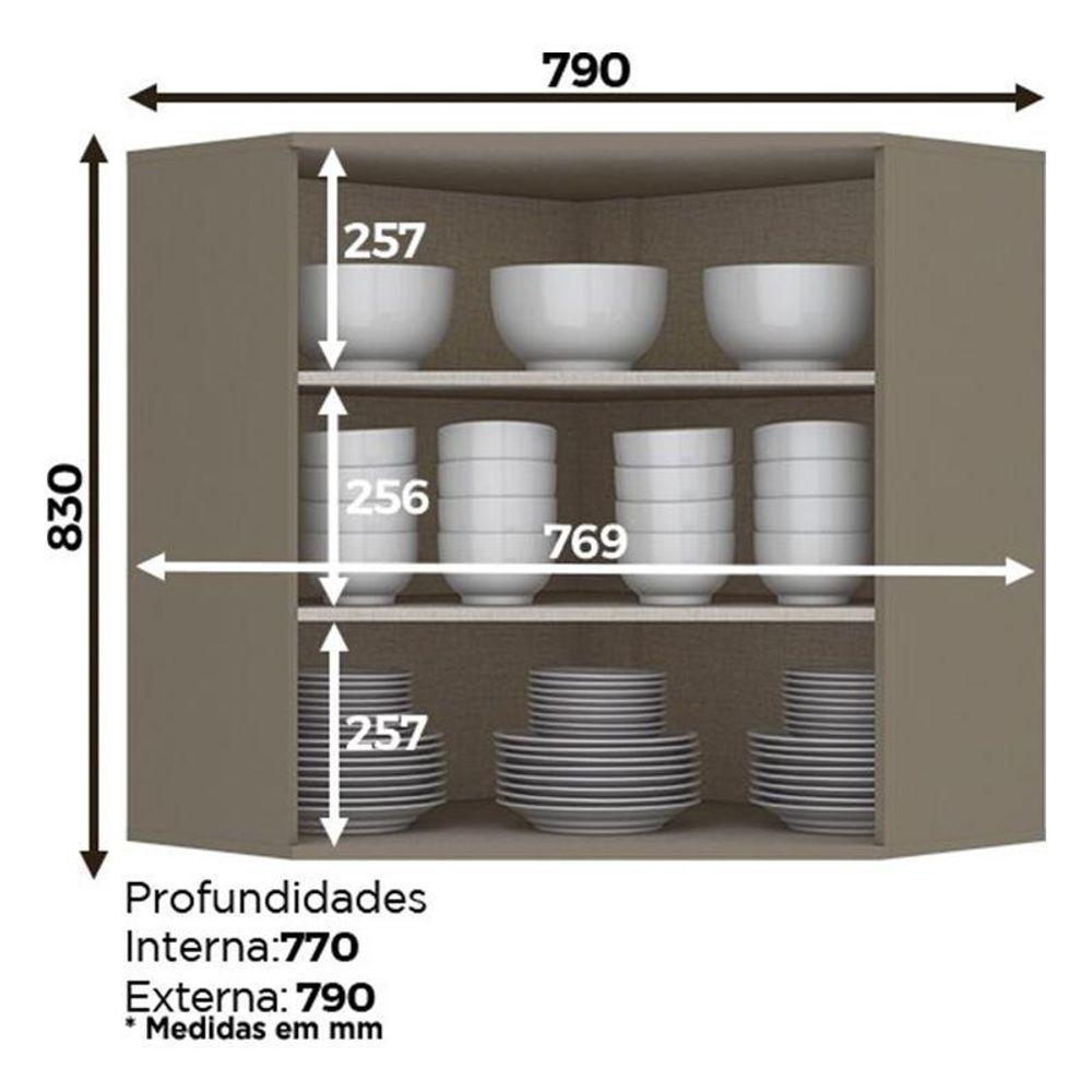 Armário Aéreo Canto Oblíquo 83cm Connect Duna-cristal - Móveis Henn Duna-cristal - 2