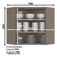 Armário Aéreo Canto Oblíquo 83cm Connect Duna-cristal - Móveis Henn Duna-cristal - 2