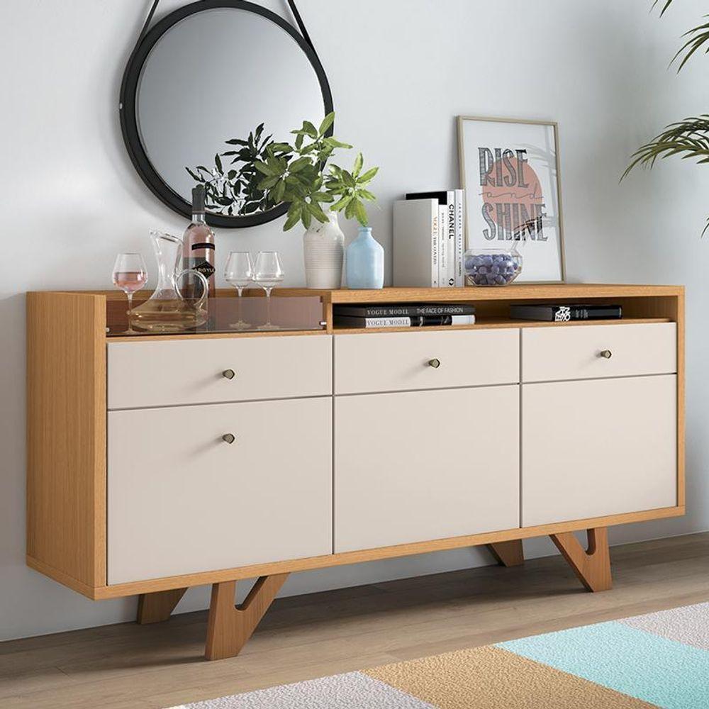 Buffet Aparador Cristal Com 2 Portas E 2 Gavetas Cinamomo-off White - Pr Móveis Cinamomo-off White - 3