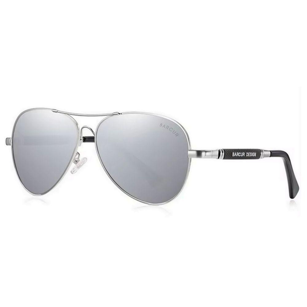 Óculos De Sol Design Titanium Aluminio Estilo Piloto Polarizado Uv400 Prata - 2