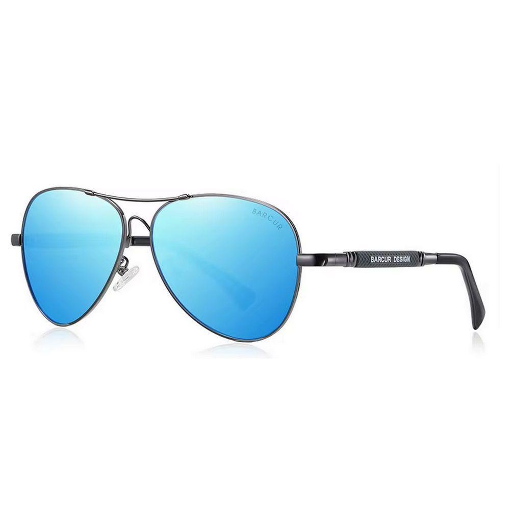 Óculos De Sol Design Titanium Aluminio Estilo Piloto Polarizado Uv400 Azul - 2