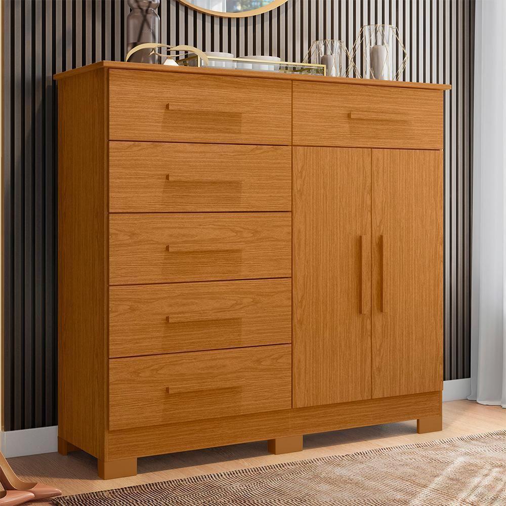 Cômoda Xangai 2 Portas E 6 Gavetas Cinamomo - Móveis Albatroz Cinamomo - 2