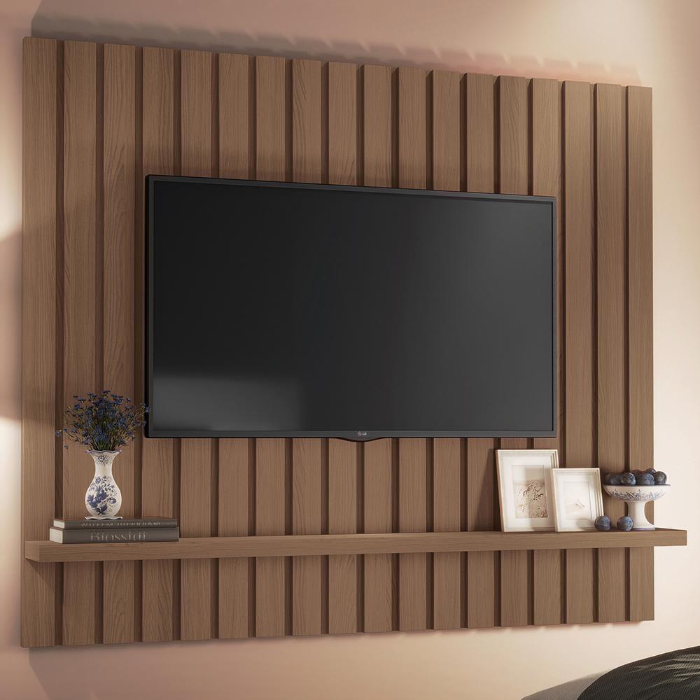 Painel Suspenso Link 1.6 Ripado Castanho Para Tv Até 60 - Hb Móveis Castanho - 2
