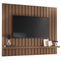 Painel Suspenso Link 1.6 Ripado Castanho Para Tv Até 60 - Hb Móveis Castanho - 1