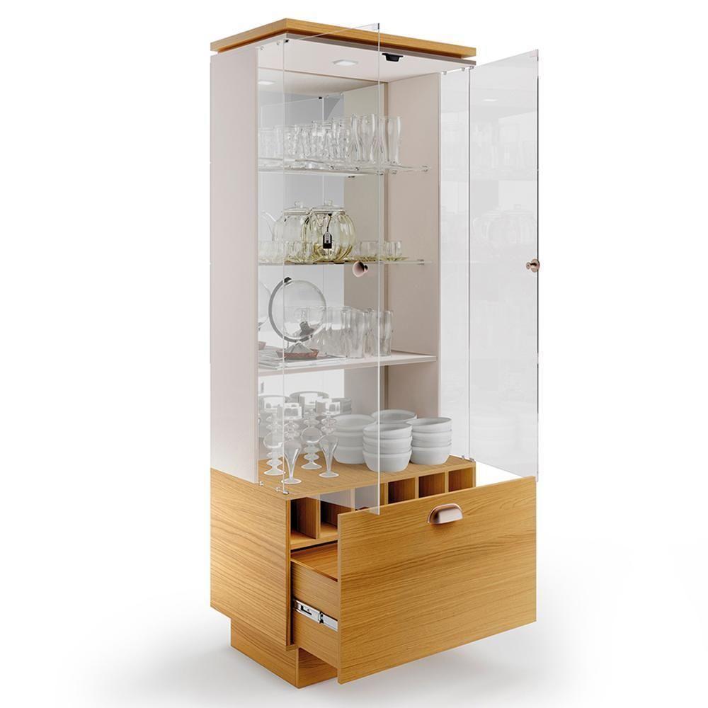 Sala De Jantar Com Cristaleira Aura E Buffet Aparador Sollare Cinamomo-off White - Hb Móveis Cinamomo-off White - 3