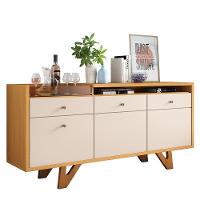 Sala De Jantar Com Cristaleira Aura E Buffet Aparador Sollare Cinamomo-off White - Hb Móveis Cinamomo-off White - 5