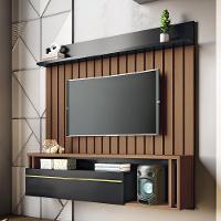 Home Suspenso Self 1.6 Ripado Preto-castanho Para Tv Até 55? - Hb Móveis Preto-castanho - 2