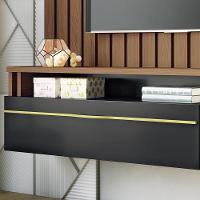 Home Suspenso Self 1.6 Ripado Preto-castanho Para Tv Até 55? - Hb Móveis Preto-castanho