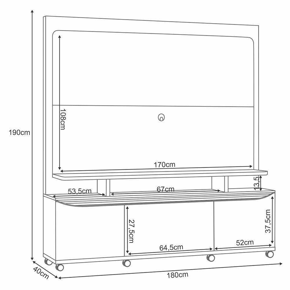 Estante Home Theater Quantum Off White-cinamomo Para Tv Até 70? - Hb Móveis Off White-cinamomo - 7