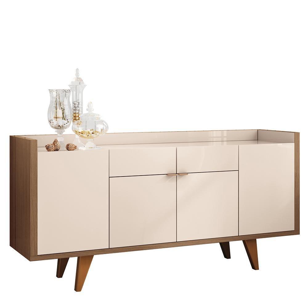 Buffet Aparador Melodia Com 2 Portas E 2 Gavetas Off White-castanho - Hb Móveis Off White-castanho - 1