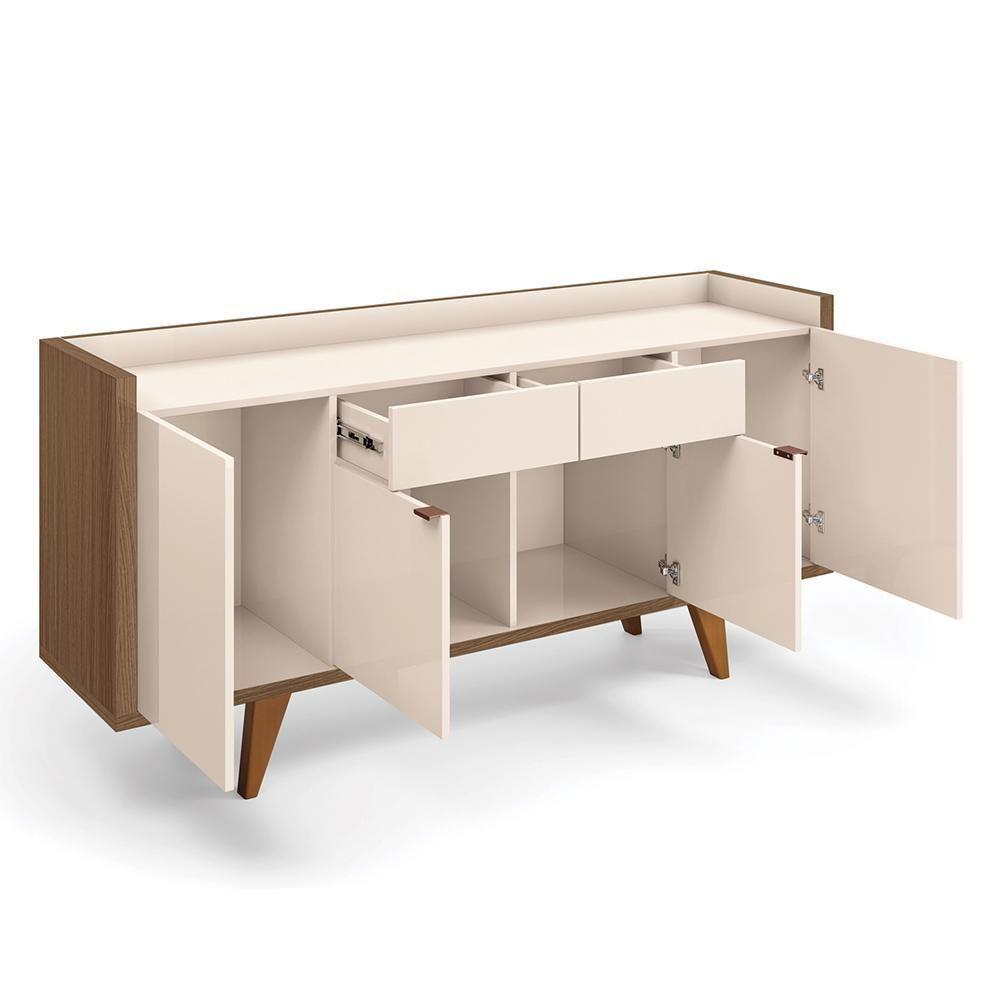 Buffet Aparador Melodia Com 2 Portas E 2 Gavetas Off White-castanho - Hb Móveis Off White-castanho - 5