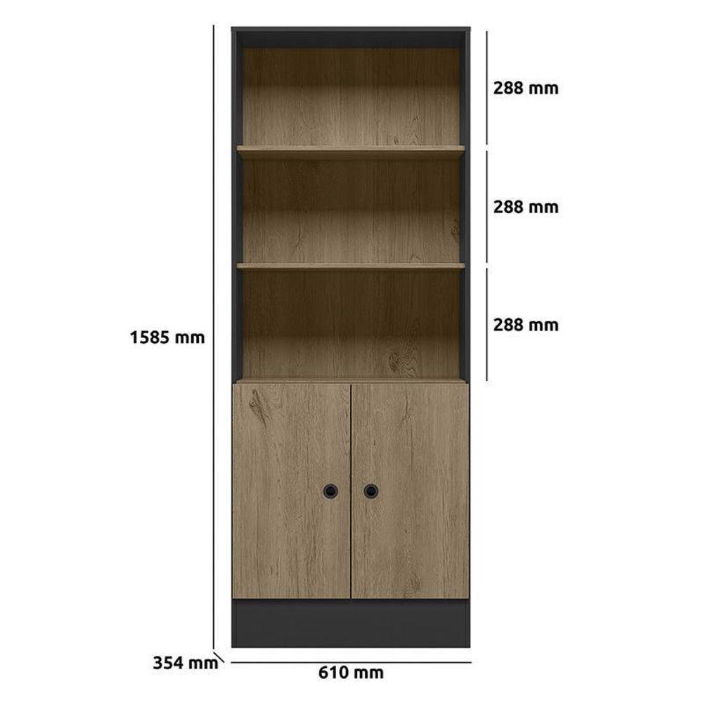 Conjunto Home Office Com Armário 2 Portas E Mesa Escrivaninha Preto-carvalho - Qmovi Preto-carvalho - 2