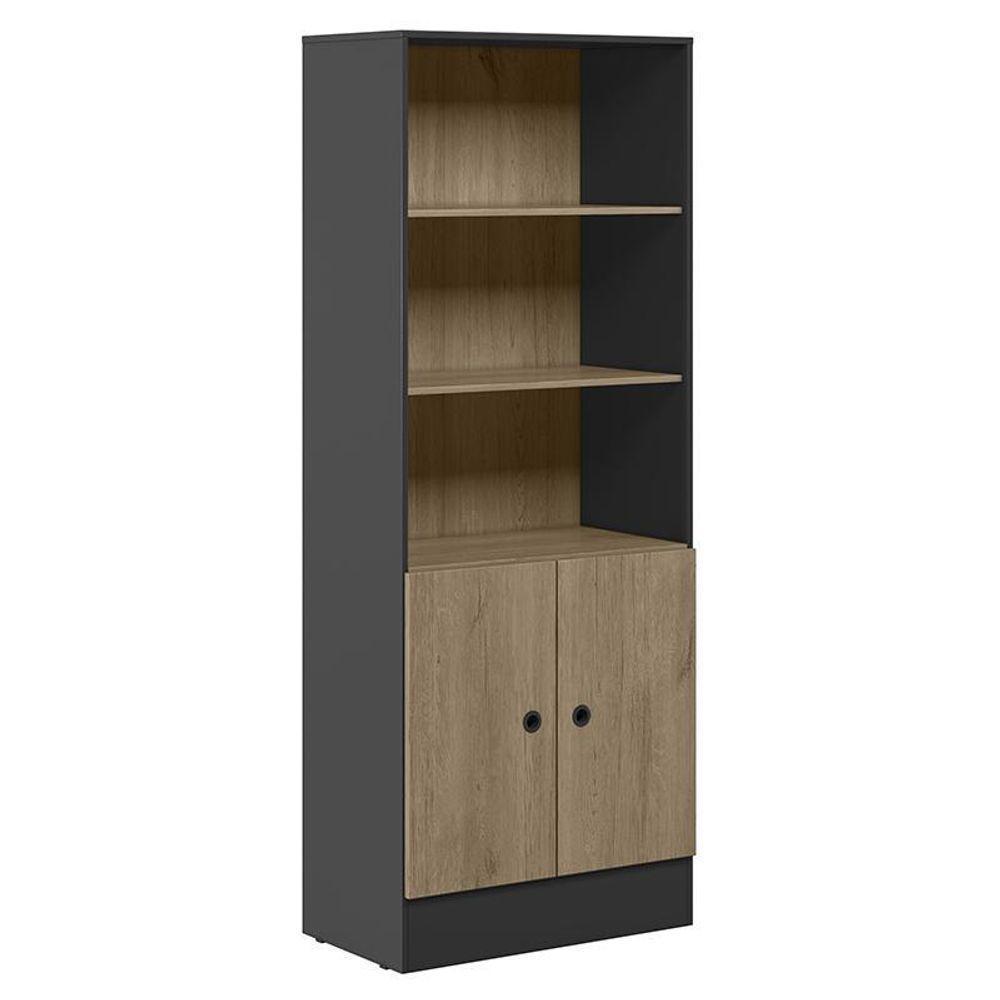 Conjunto Home Office Com Armário 2 Portas E Mesa Escrivaninha Preto-carvalho - Qmovi Preto-carvalho - 5