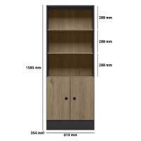 Conjunto Home Office Com Armário 2 Portas E Mesa Escrivaninha Preto-carvalho - Qmovi Preto-carvalho - 2