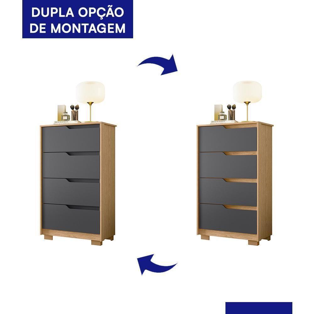 Cômoda Sole 4 Gavetas Titanium-freijó - Móveis Albatroz Titanium-freijó - 3