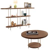 Aparador Intinity E Mesa De Centro Sky Com Tampo Em Mdf Castanho - Hb Móveis Castanho - 1