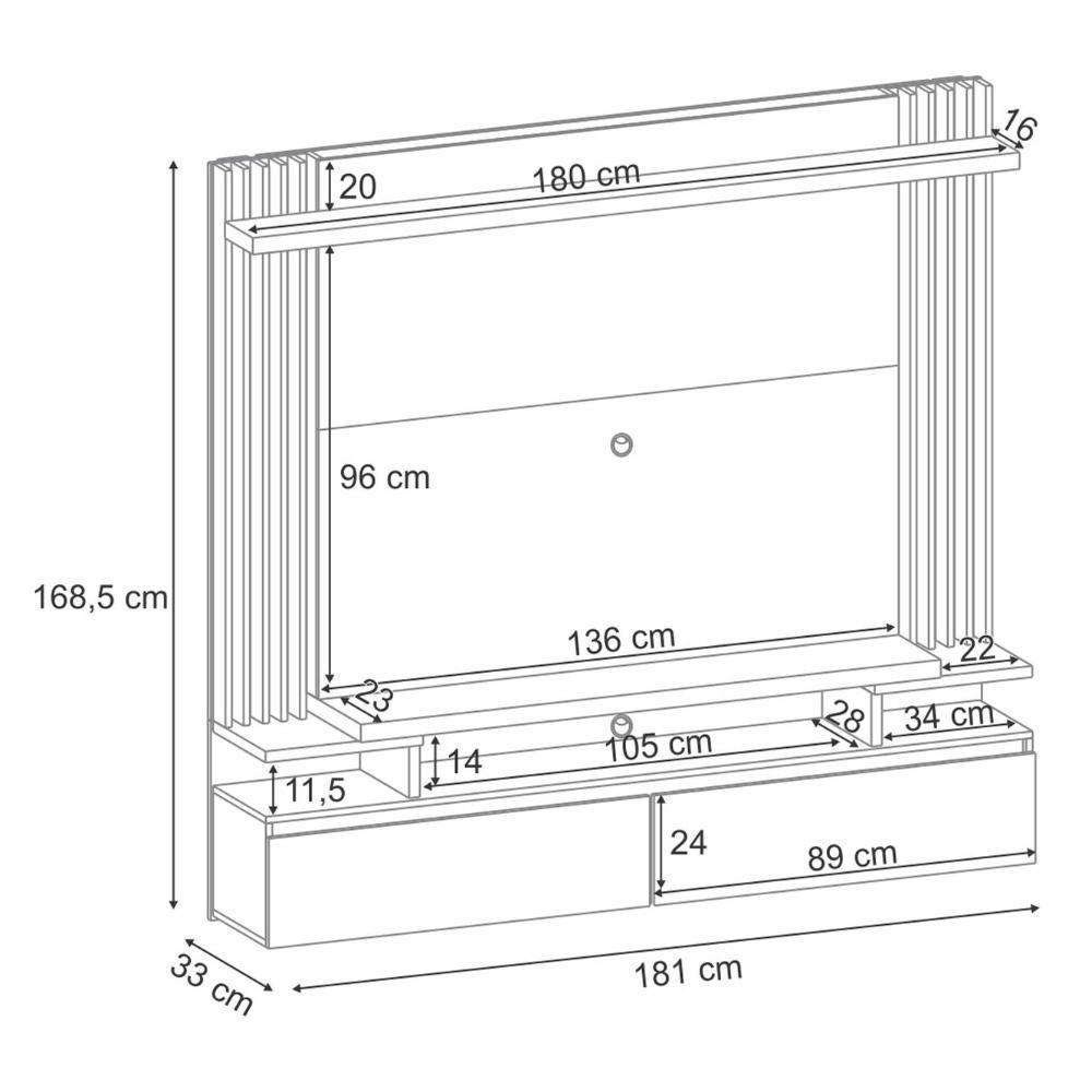 Home Suspenso Cosmo Cinamomo-off White Para Tv Até 55? - Hb Móveis Cinamomo-off White - 5