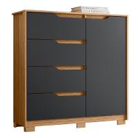 Cômoda Sole 1 Porta E 4 Gavetas Flex Nature-titanium - Móveis Albatroz Nature-titanium - 1