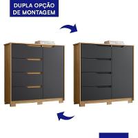 Cômoda Sole 1 Porta E 4 Gavetas Flex Nature-titanium - Móveis Albatroz Nature-titanium