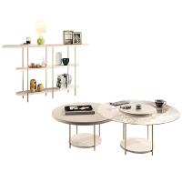 Aparador Infinity E Mesas De Centro Sky Com Tampo De Vidro E Em Mdf Off White - Hb Móveis Off White - 1