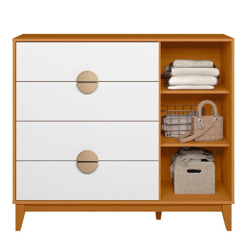 Cômoda Sapateira Ipê 1 Porta E 4 Gavetas Cinamomo-branco - Móveis Albatroz Cinamomo - 3
