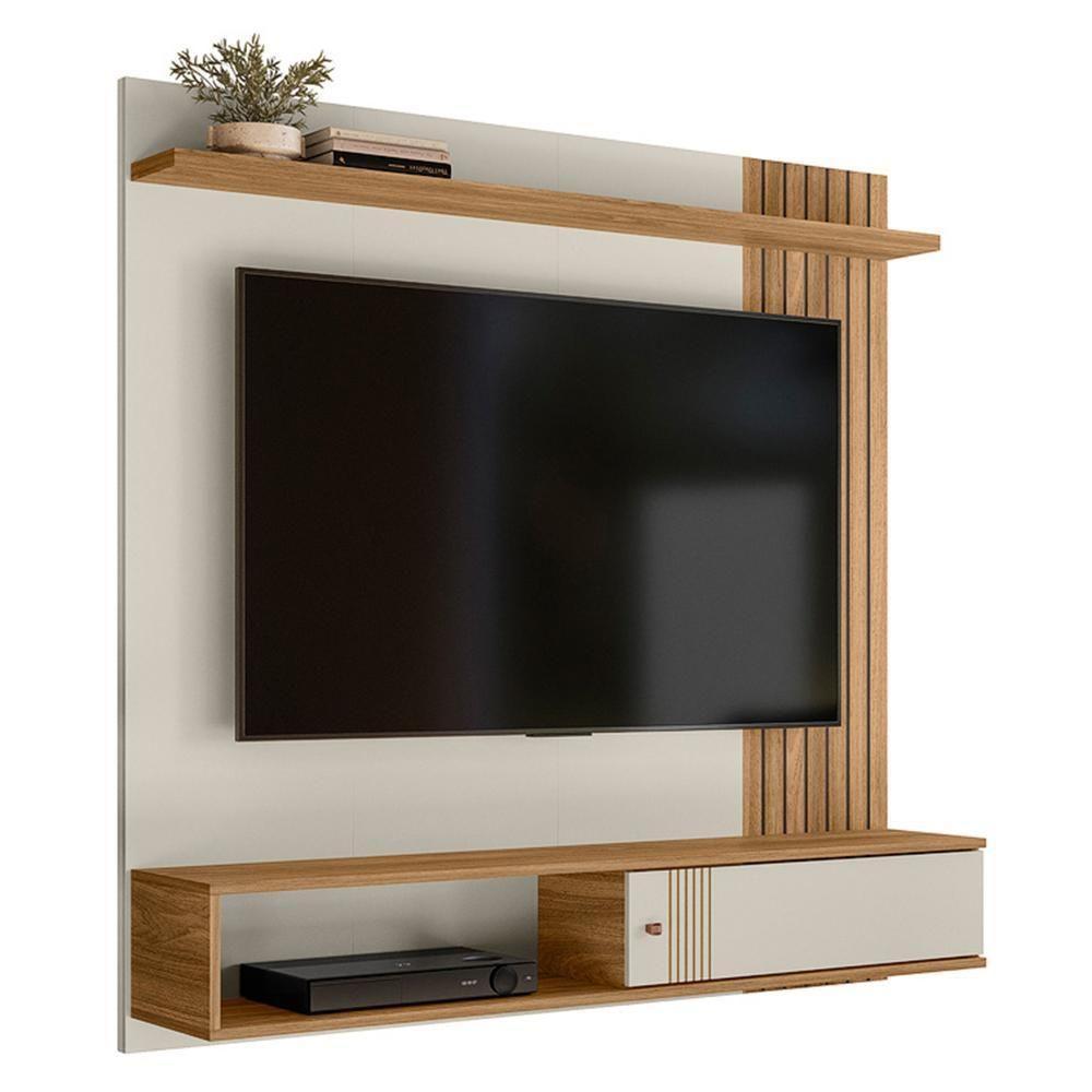 Painel Suspenso Milão Frisado Flex Off White-nature Para Tv Até 55? - Peternella Móveis Off White-nature - 1