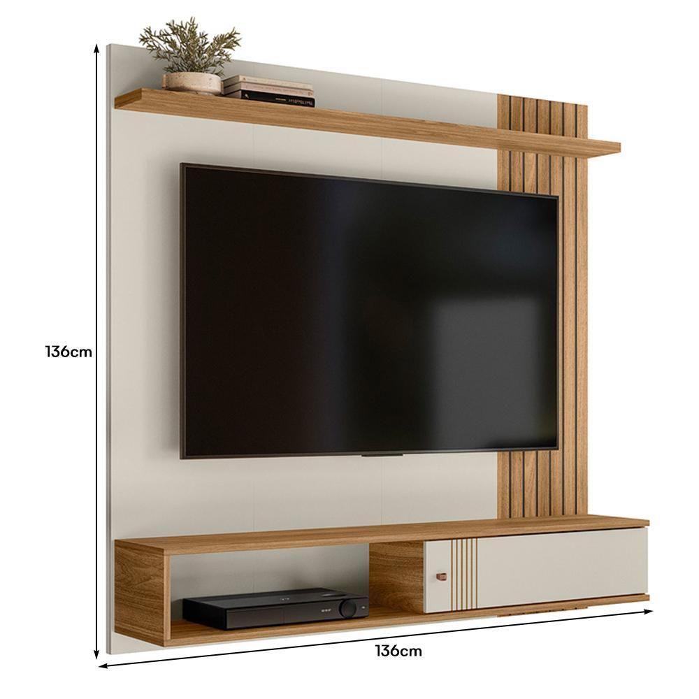 Painel Suspenso Milão Frisado Flex Off White-nature Para Tv Até 55? - Peternella Móveis Off White-nature - 5