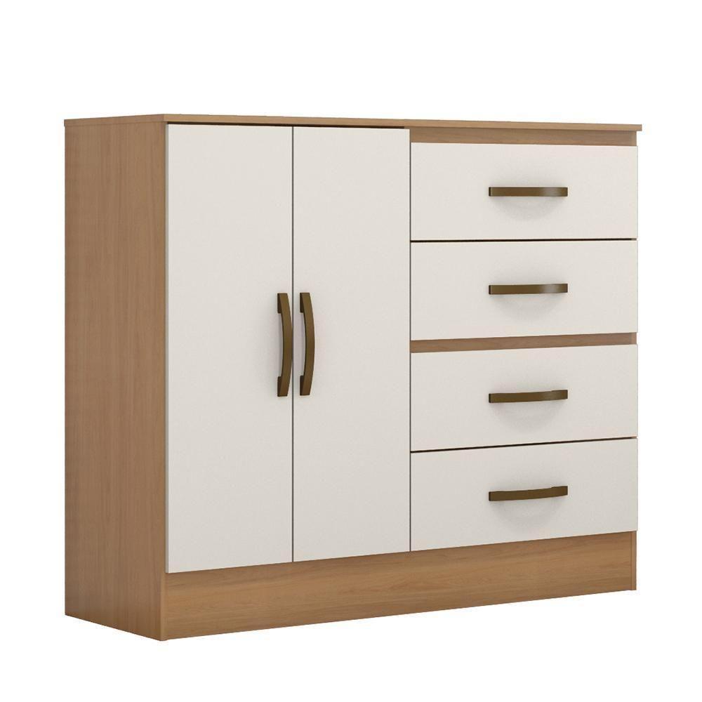 Cômoda Lite 2 Portas E 4 Gavetas Nature-off White - Móveis Leão Nature-off White - 1