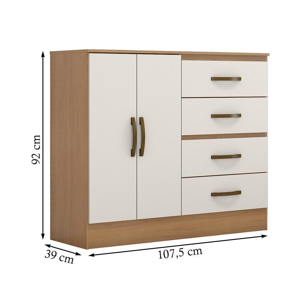 Cômoda Lite 2 Portas E 4 Gavetas Nature-off White - Móveis Leão Nature-off White - 4