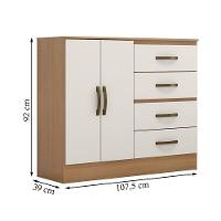 Cômoda Lite 2 Portas E 4 Gavetas Nature-off White - Móveis Leão Nature-off White - 4