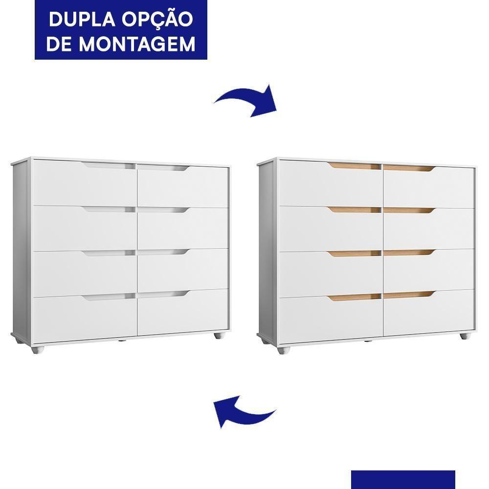 Cômoda Doble 8 Gavetas Branco Fosco - Móveis Albatroz Branco Fosco - 4