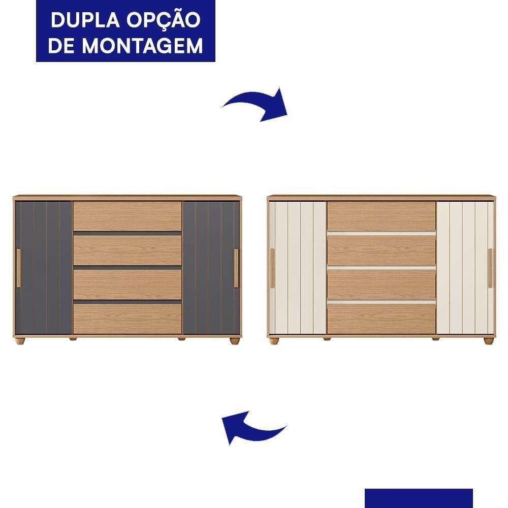 Cômoda Evidenza 2 Portas E 4 Gavetas Flex Freijó-titanium - Móveis Albatroz Freijó-titanium - 2