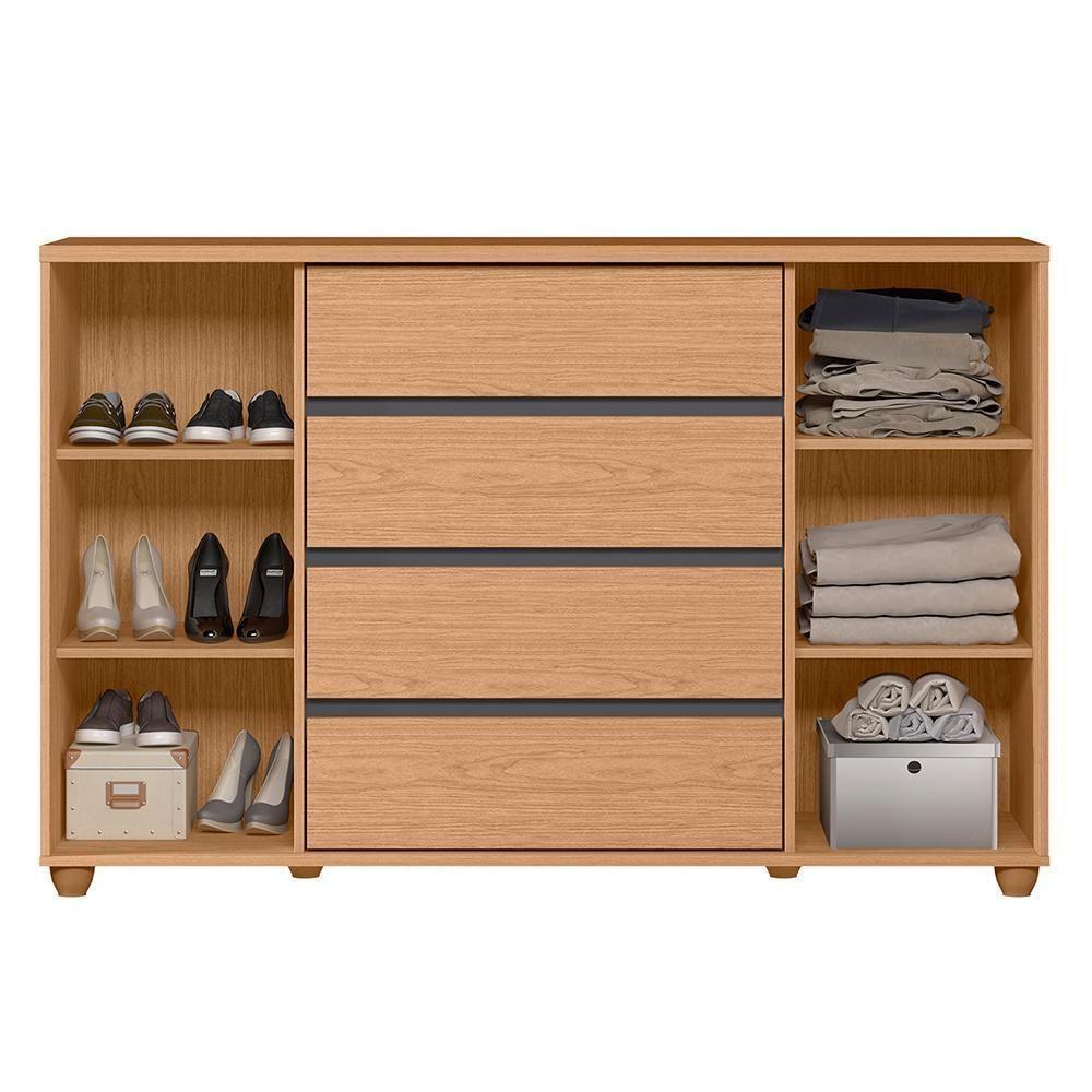 Cômoda Evidenza 2 Portas E 4 Gavetas Flex Freijó-titanium - Móveis Albatroz Freijó-titanium - 5