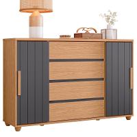 Cômoda Evidenza 2 Portas E 4 Gavetas Flex Freijó-titanium - Móveis Albatroz Freijó-titanium - 1