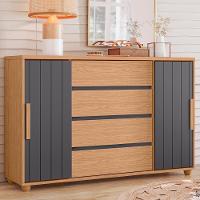 Cômoda Evidenza 2 Portas E 4 Gavetas Flex Freijó-titanium - Móveis Albatroz Freijó-titanium